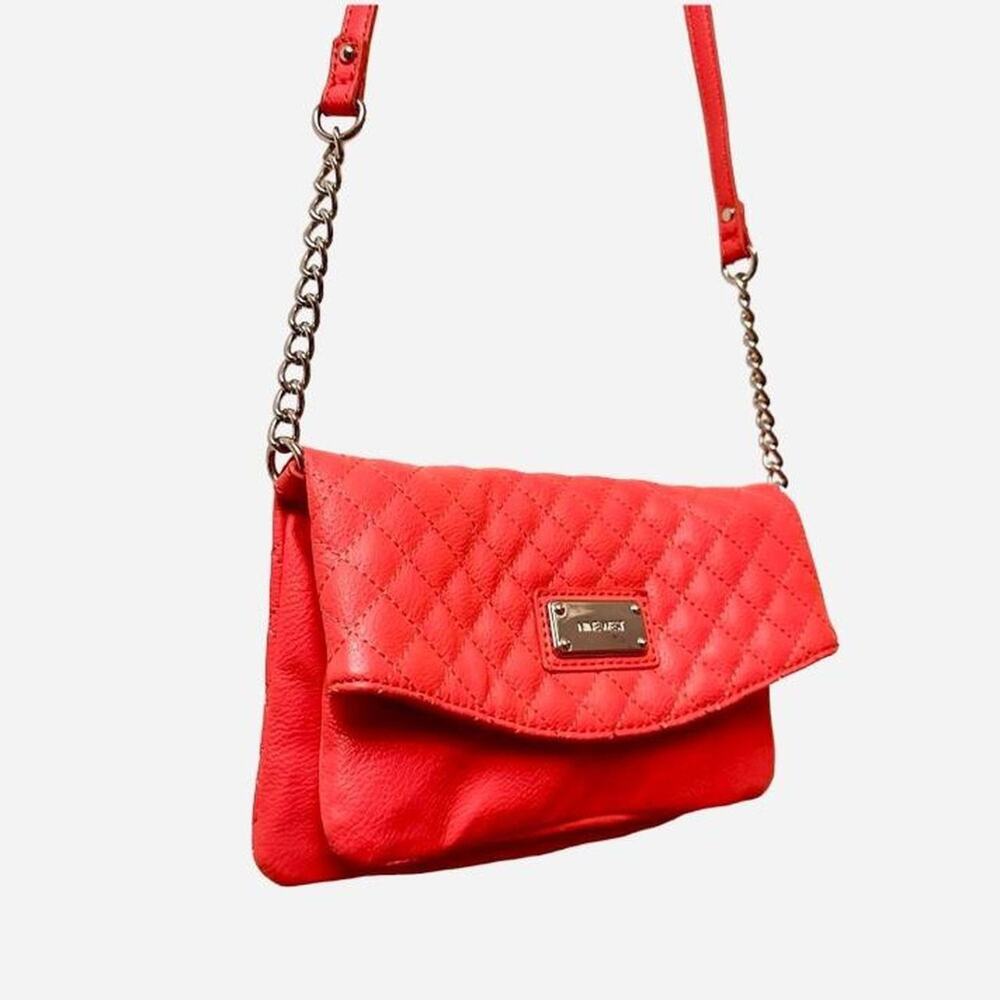 Nine West hot pink crossbody bag quilted silver chain
